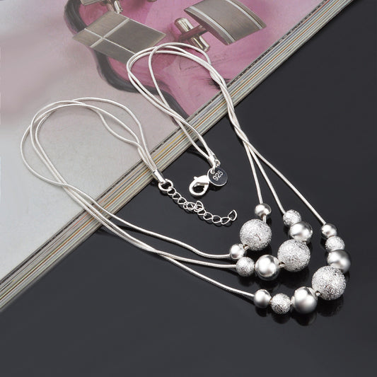 Silver Bead Necklace (Electroplated)